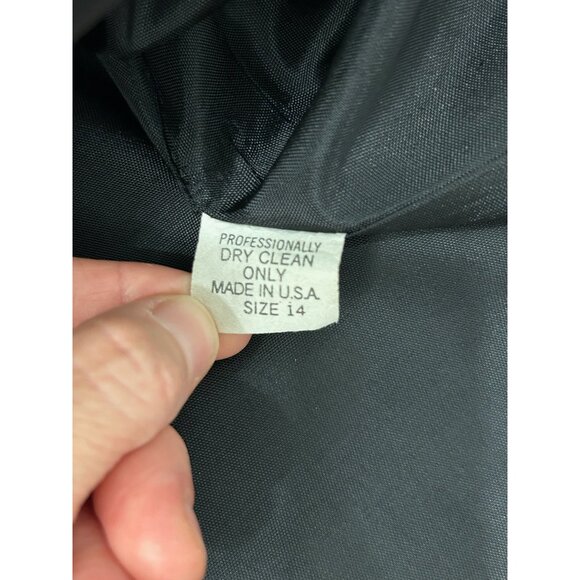 Vintage Cross Country Fashions Blue and Black Checked Button Up Swing Coat SZ 14 - Picture 8 of 10